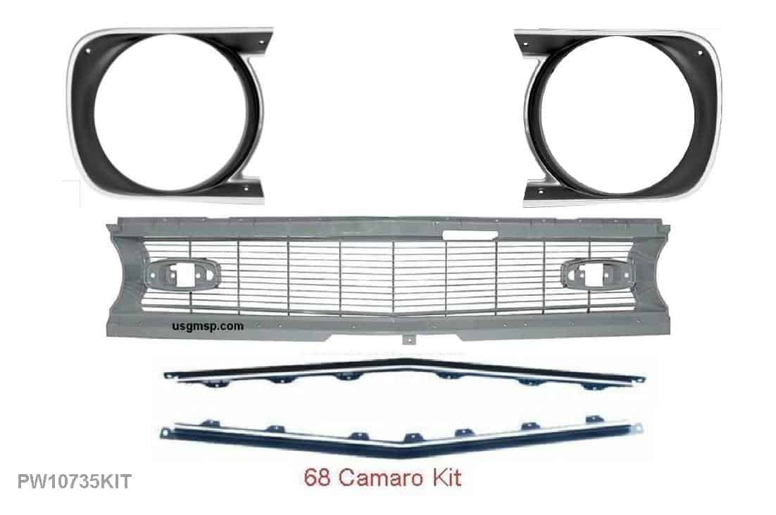 Grille Kit: 68 Camaro Std & SS W/ Moldings